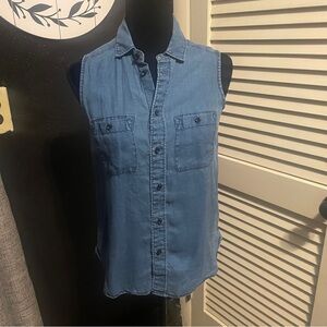 Madewell Blue Sleeveless Button-Up Top Size XS